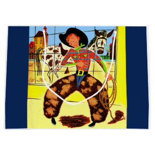 cute cowboy print large gift bag