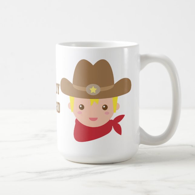 Cute Cowboy Sheriff Star Hat Personalised Mug (Right)