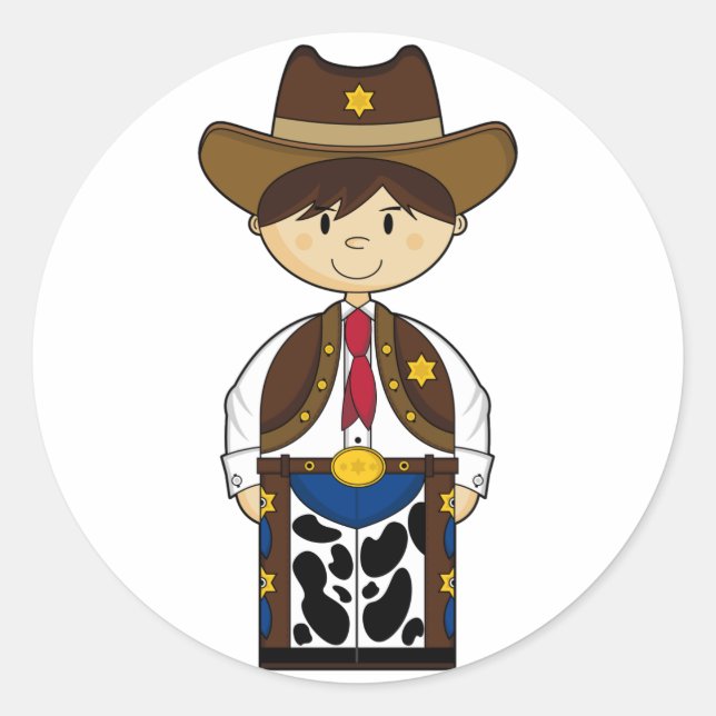 Cute Cowboy Sheriff Sticker (Front)