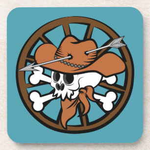 Cute Cowboy Skull and Crossbones Coaster