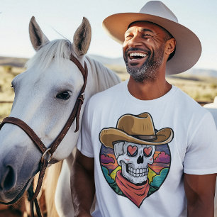Cute cowboy skull - heart eyes T-Shirt