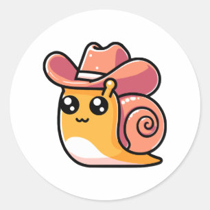 Cute Cowboy Snail Classic Round Sticker