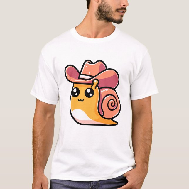 Cute Cowboy Snail T-Shirt (Front)
