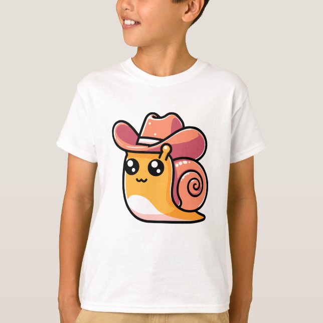 Cute Cowboy Snail T-Shirt (Front)