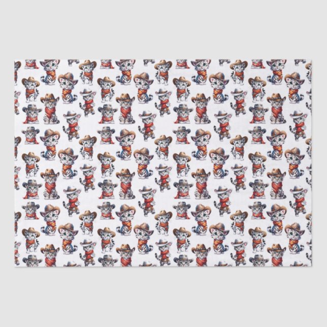 Cute Cowboy Snow Leopard  Tissue Paper (Front)