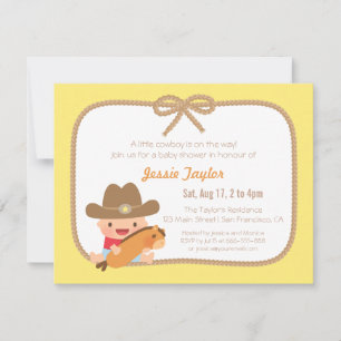 Cute Cowboy Western Themed Baby Shower Invitations