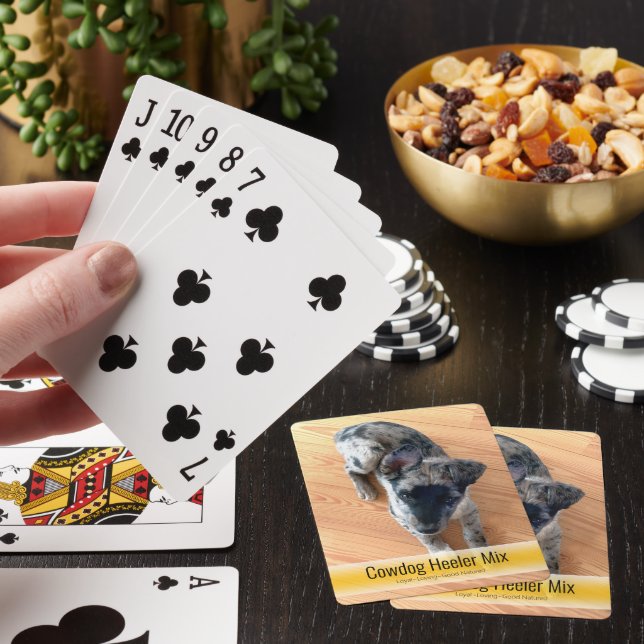 Cute Cowdog Heeler Mix Puppy Template Photo Playing Cards (In Situ)