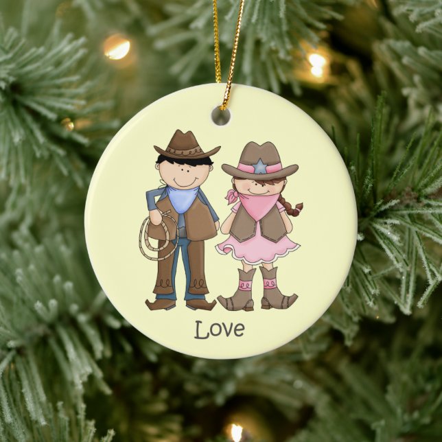 Cute Cowgirl and Cowboy Love Ornament (Tree)