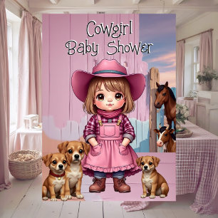 Cute Cowgirl Baby Shower Pink Blue Animals Invitation
