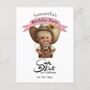 Cute Cowgirl Birthday Postcard