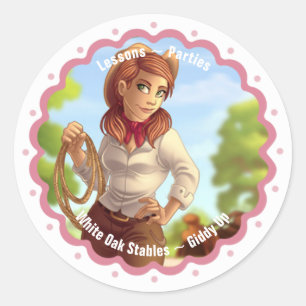 Cute Cowgirl Customisable Classic Round Sticker