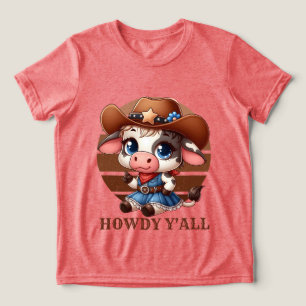 Cute cowgirl howdy add text Country Tri-Blend Shirt