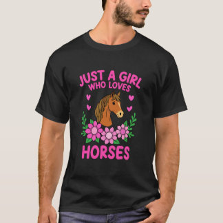 Cute Cowgirl Just a Girl Who Loves Horses T-Shirt