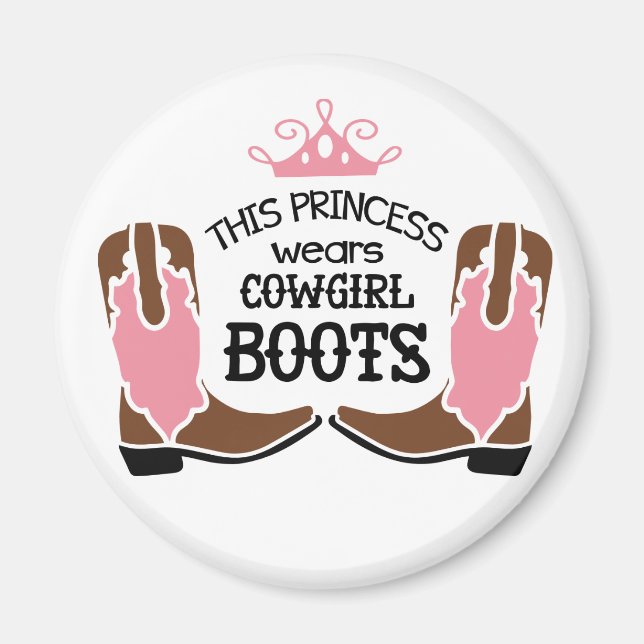 Cute Cowgirl Princess Cowboy Boots Horse Western Magnet (Front)