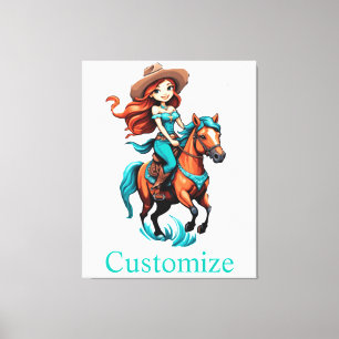 Cute Cowgirl Riding Pony Thunder_Cove Canvas Print
