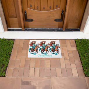 Cute Cowgirl Riding Pony Thunder_Cove Doormat