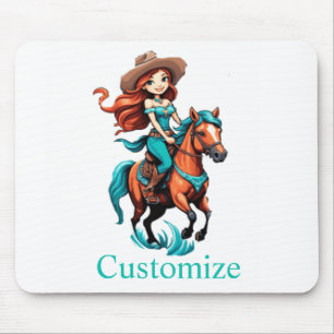 Cute Cowgirl Riding Pony Thunder_Cove Mouse Mat