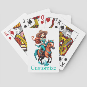 Cute Cowgirl Riding Pony Thunder_Cove Playing Cards