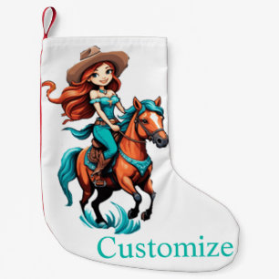Cute Cowgirl Riding Pony Thunder_Cove Small Christmas Stocking