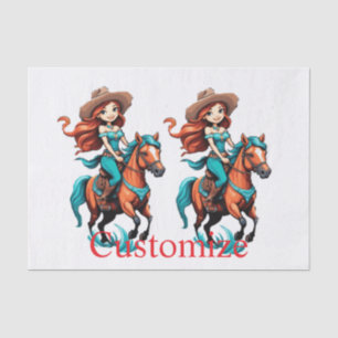 Cute Cowgirl Riding Pony Thunder_Cove Tissue Paper