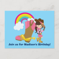 Cute Cowgirl Rodeo Birthday Party Invitation