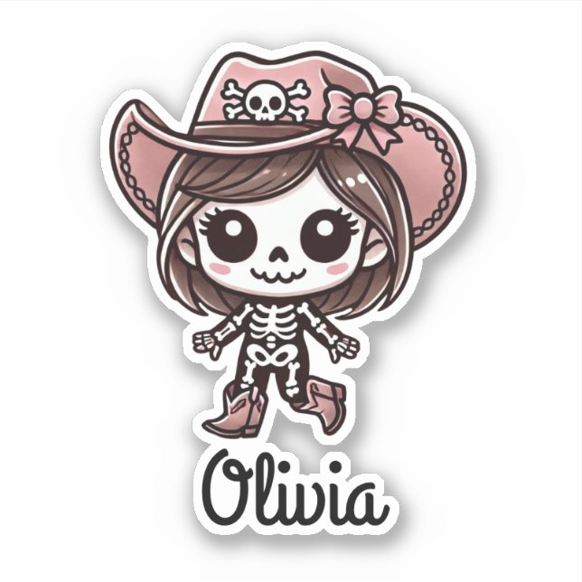 Cute, Cowgirl Skeleton, Custom Name, Halloween (Front)