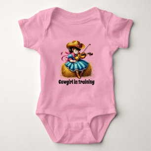 Cute cowgirl training customisable girls baby bodysuit