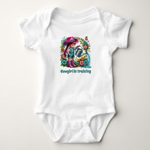 Cute cowgirl training customisable girls baby bodysuit