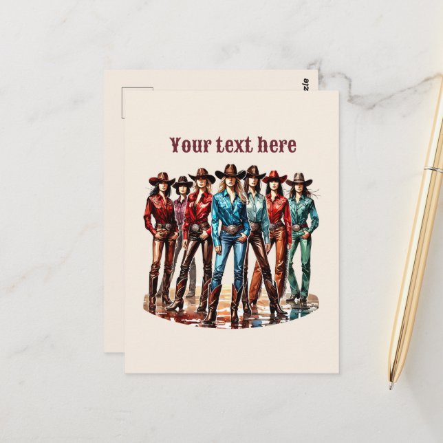 Cute Cowgirls add message  Postcard (Front/Back In Situ)
