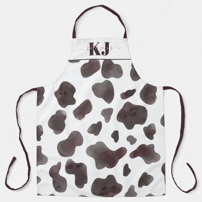 Cute Cowhide Pattern | Monogram Apron (Front)
