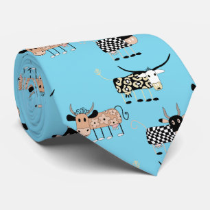 Cute Cows and farm feeling. Light blue Tie