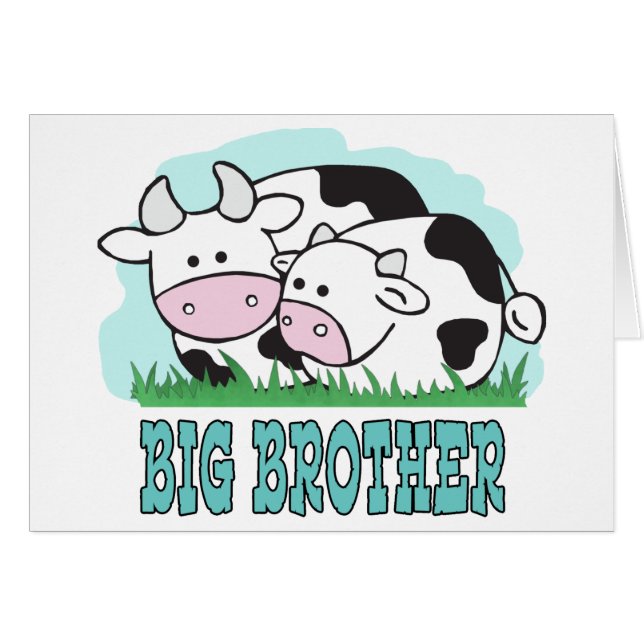 Cute Cows Big Brother Blank Card (Front Horizontal)