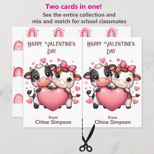 Cute Cows Kid's Valentine Party Classroom Card