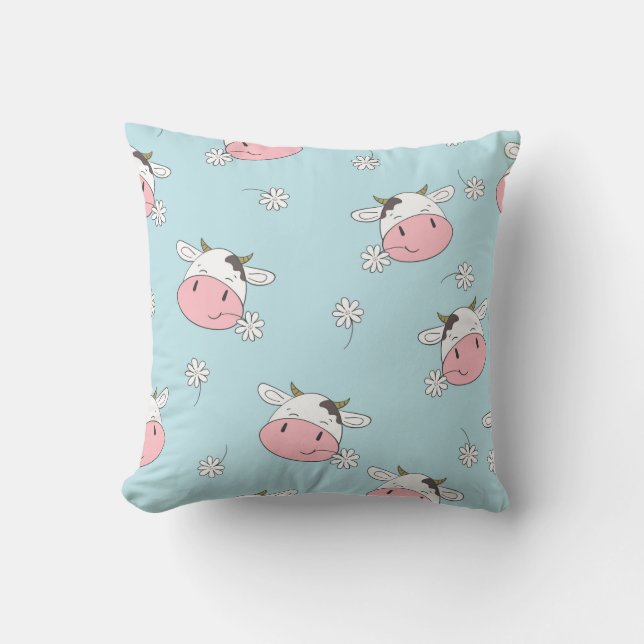 Cute cows seamless pattern. Vintage childish backg Cushion (Front)