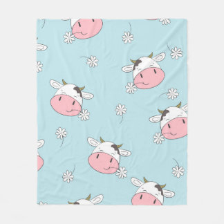 Cute cows seamless pattern. Vintage childish backg Fleece Blanket