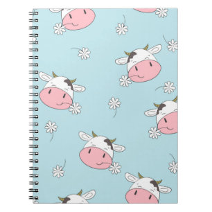 Cute cows seamless pattern. Vintage childish backg Notebook