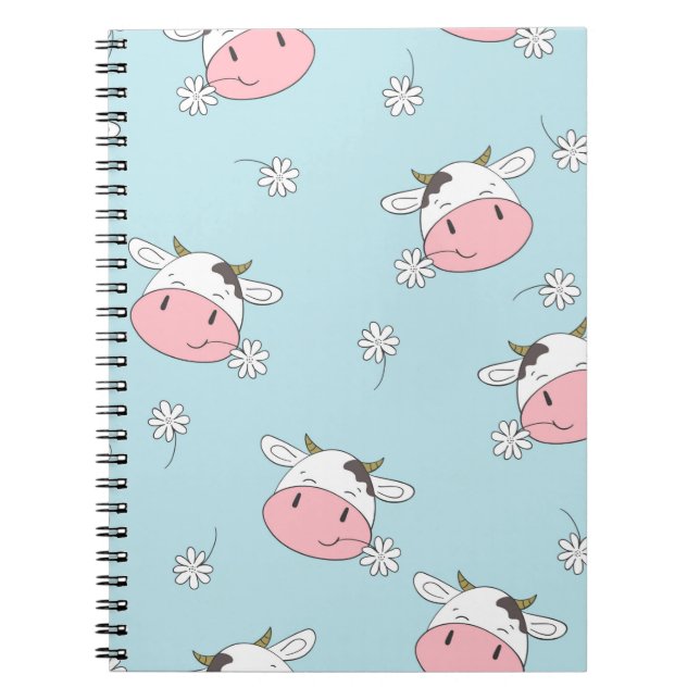 Cute cows seamless pattern. Vintage childish backg Notebook (Front)