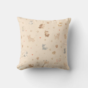 Cute & Cozy Cat and Dog Print Cushion