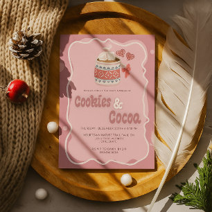 Cute Cozy Cookies and Cocoa Holiday Christmas Invitation