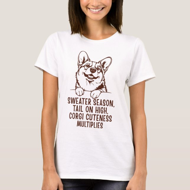 Cute Cozy Corgi Lover Tee for Fall & Winter (Front)
