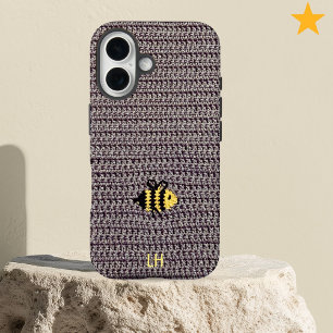 Cute Cozy Crochet Bee Yarn Custom Name Initials iPhone 16 Case