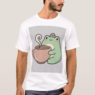Cute Cozy Frog with Hot Cocoa Kawaii Illustration T-Shirt