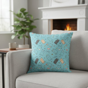 Cute & Cozy Sleepy Cat Dreams Pattern Cushion
