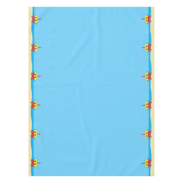 Cute Crab Beach 1st Birthday Party Tablecloth (Front)