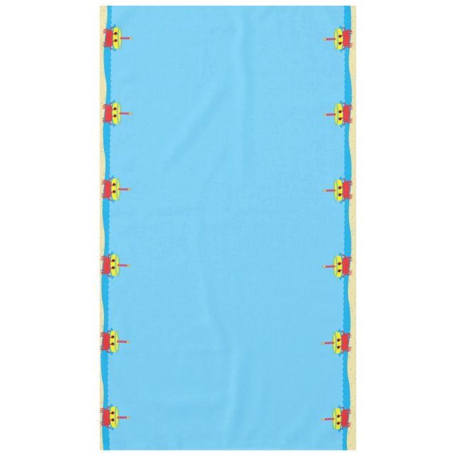 Cute Crab Beach 1st Birthday Party Tablecloth (Front)