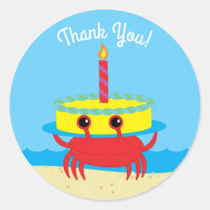 Cute Crab Beach Kid's Birthday Party Classic Round Sticker