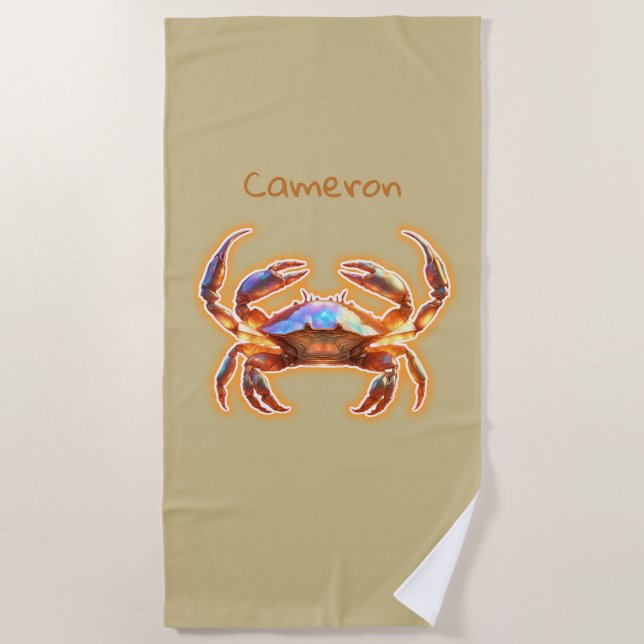 Cute Crab Beach Towel (Front)