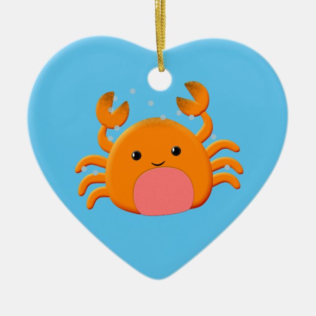Cute Crab Cartoon Ceramic Tree Decoration (Front)