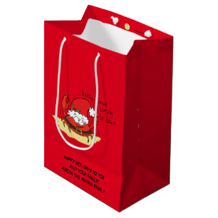Cute Crab Christmas Funny Holiday Santa Cartoon Medium Gift Bag