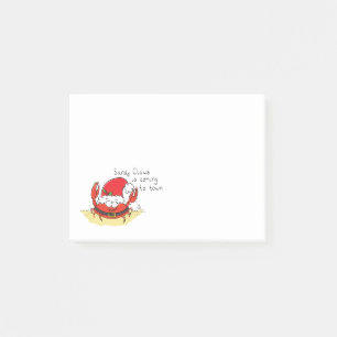 Cute Crab Christmas Funny Holiday Santa Cartoon Post-it Notes